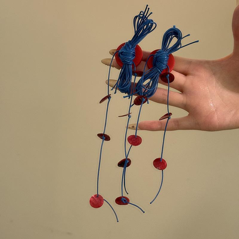 

Круглые серьги-кисточки из вощеного шнура с ракушками, модные, с индивидуальностью, высококлассные серьги-пусеты, нишевые, универсальные, с темпераментом, женские