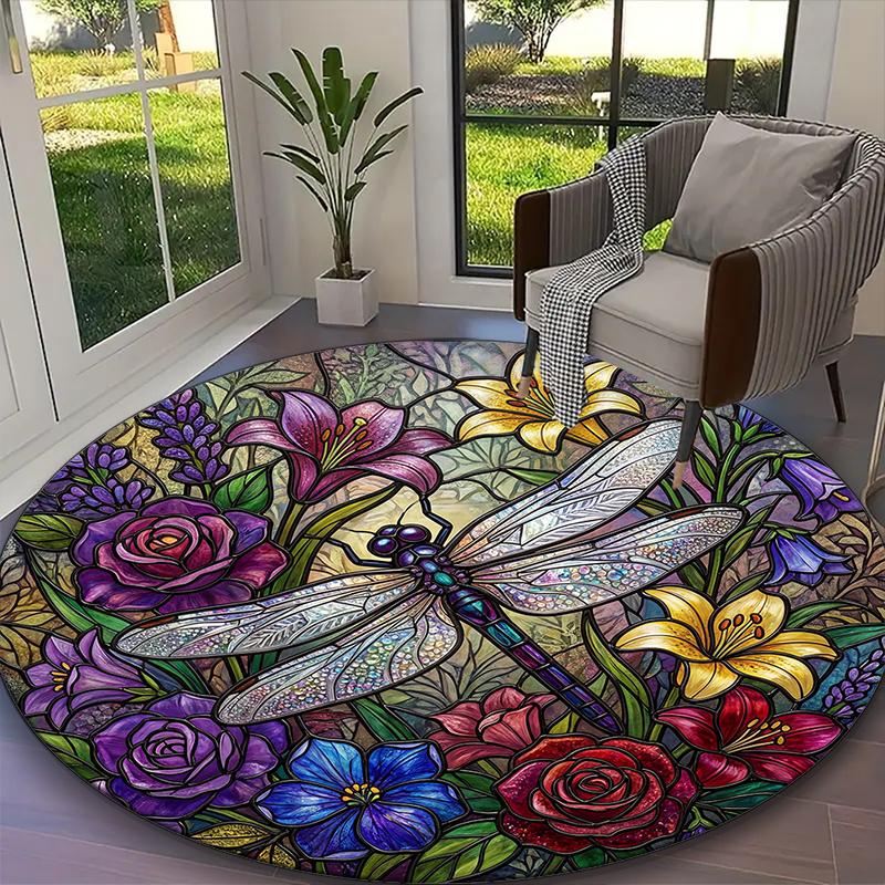 1pc Mystic Forest Raccoon Printed Chair Rug for Home Office Use, Living Room Kitchen Game Room Round Carpet
