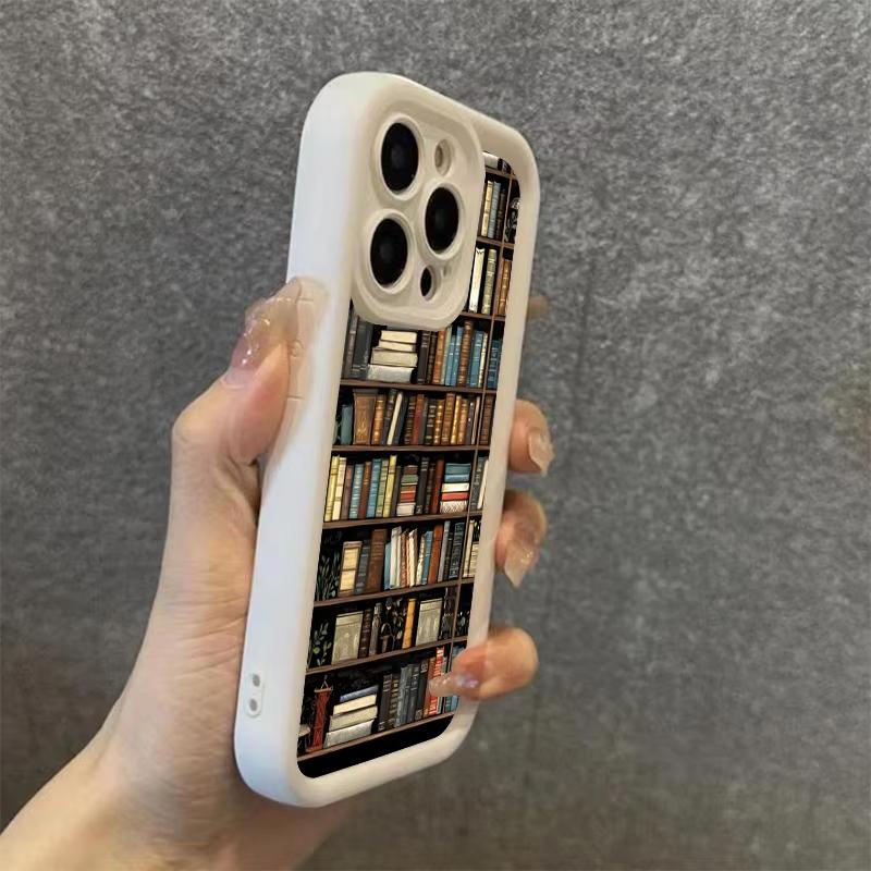 Shockproof Bumper Phone Case For iPhone 16 15 14 13 12 11 Pro Max XS X XR 7 8 Plus Mini SE 2020 2022 Bookshelf Print