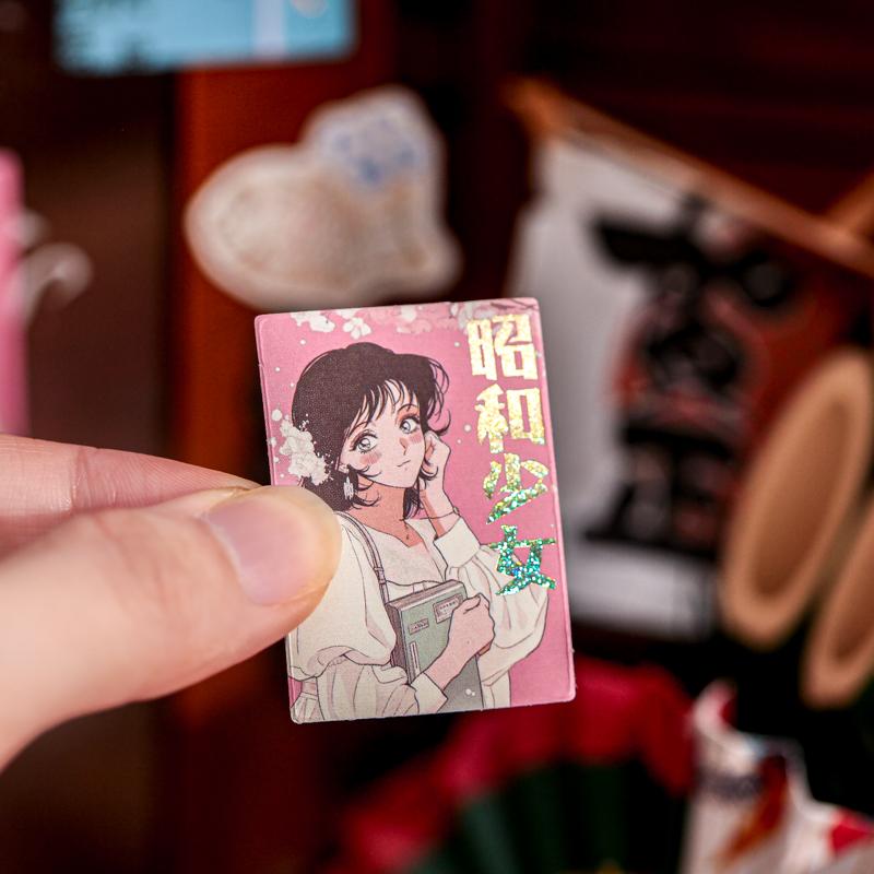 15x2 Stück/Packung Retro Ins Japanische Showa-Ära Cartoon Anime Charakter Laser Gold Aufkleber DIY Tagebuch Album Niedliche Schreibwaren Aufkleber