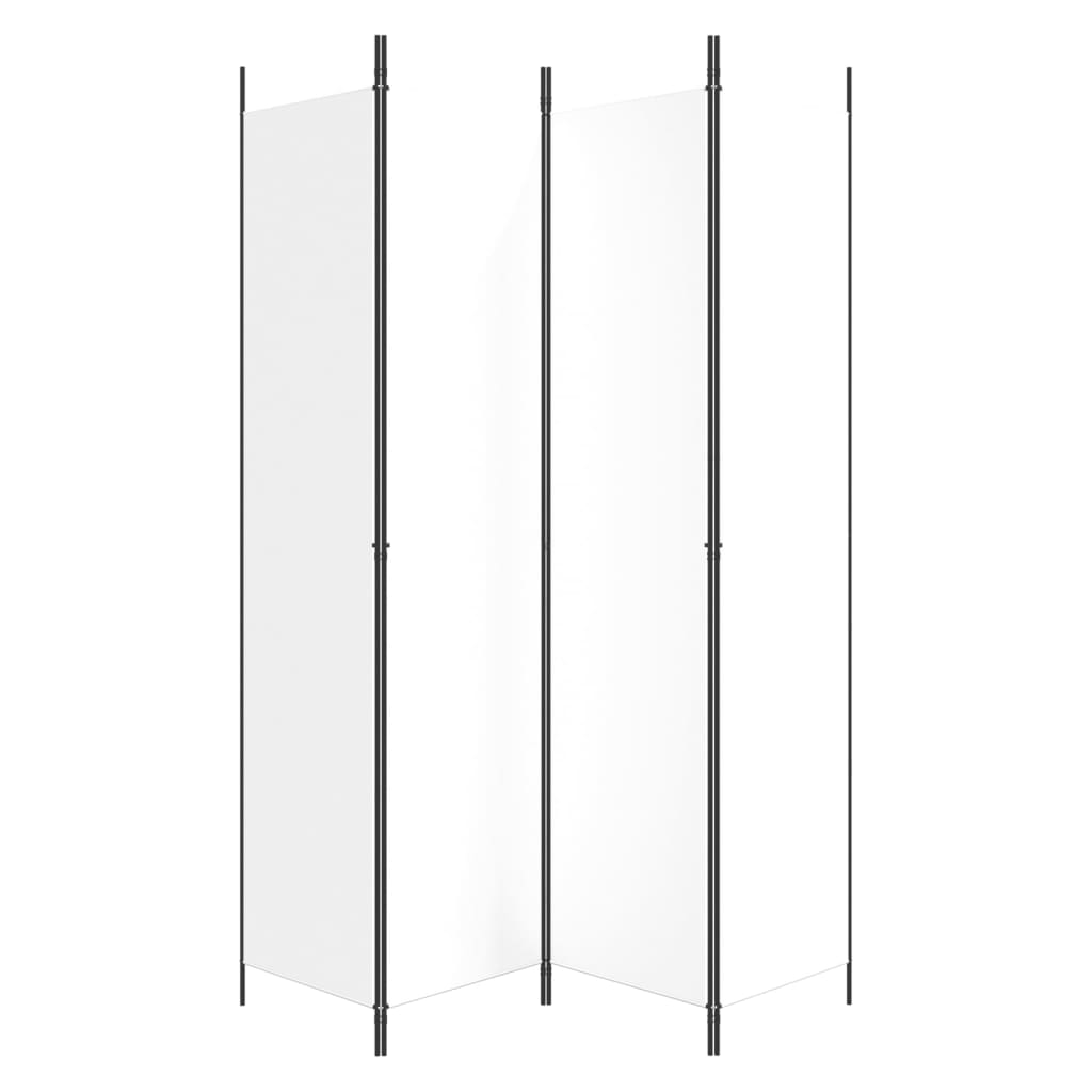 4 Piece White Folding Screen 200 x 220 cm Fabric