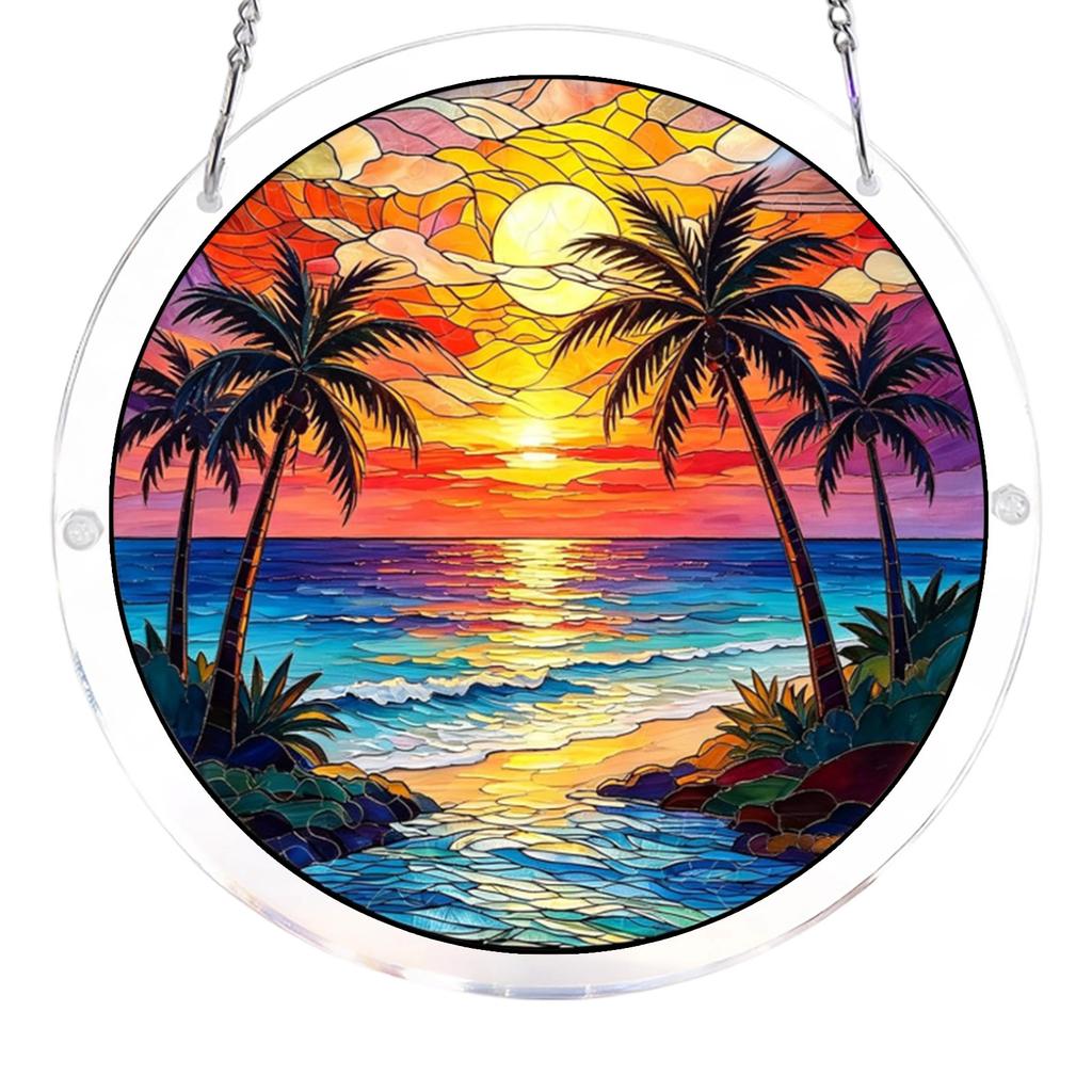 Acrylic Sun Catcher Puzzle Round Hanging Window Decoration with Interlocking Pieces for Home Office and Outdoor Display