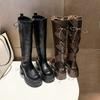 Platform Long-leg Boots Women's 2026 Autumn and Winter New Knee-less Velvet High-leg Skinny Boots