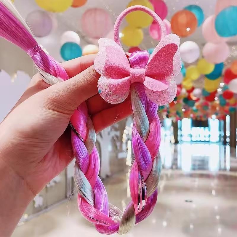 1/2pcs Cute Curly Hair Bowtie Wig Girls Hairpins Ombre Color Headwear Hair Clips for Princess Dress Up Birthday Gift Party Favor