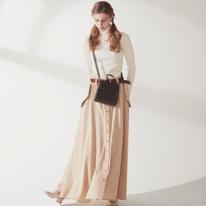 Enot Extra Wide Beige Long Skirt
