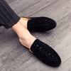 2025 Summer Mules Man Slides Half Shoes for Men Open-back Loafers Slipper Leather Backless Semi-Drag Casual Shoes Flats Sandals