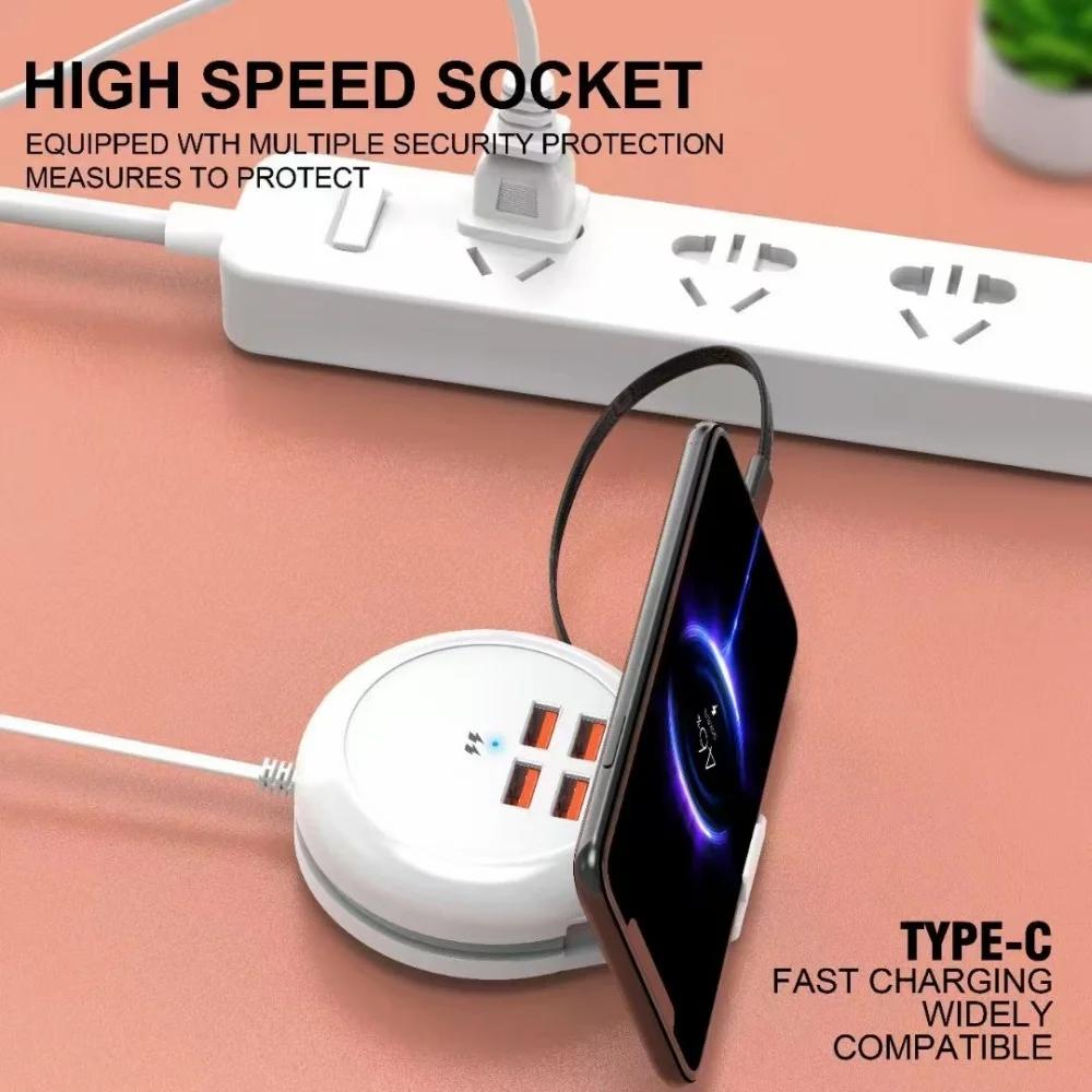 USB C Charger 4 Ports with Type C Cable 5.1A High Speed Wall Socket Mobile Phone Quick Charger Adapter USB HUB Extender For Home