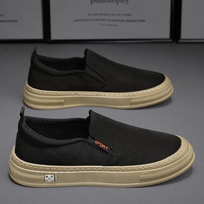 Cloth Shoes Men'S Summer Breathable Work Labor Insurance Canvas Shoes Black Men'S One-Pedal Lazy Casual Shoes