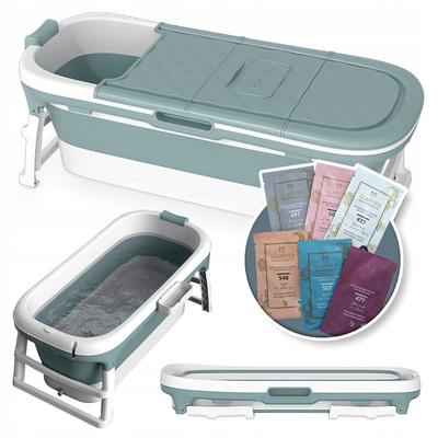 Wanna Folding Silicone Blue Portable Bath Home Spa 136Cm