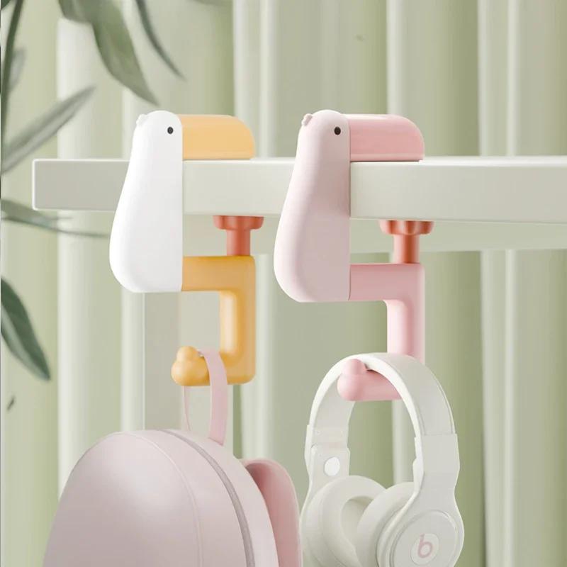 Thinking Duck S Shape Hooks Convenient Foldable Handbag Schoolbag Hanger Adjustable Office School Desk Side Hanging Bag Hooks
