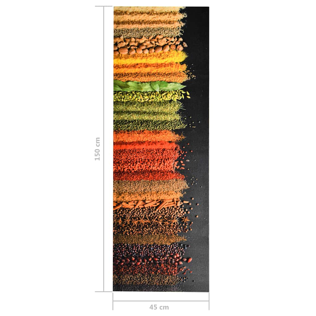Kitchen Floor Mat Washable Spice Design 45x150 cm