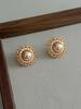 Round Star Zircon Hemming Earrings, Soft Light Pearl Light Luxury Commuting Niche Earrings, Versatile Retro Exquisite Earrings.