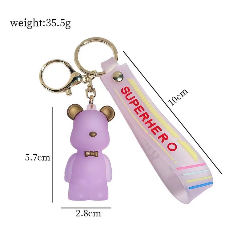 Crystal Bow Tie Bear Keychain Set