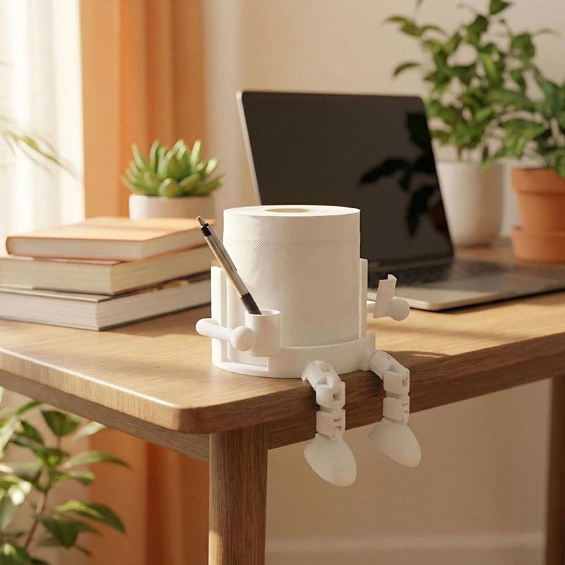 Soporte de Papel Higiénico Creativo de Pie - Divertido Diseño de Postura Sentada, Articulación Desmontable Adorno Artístico Práctico, Decoración de Baño para el Hogar