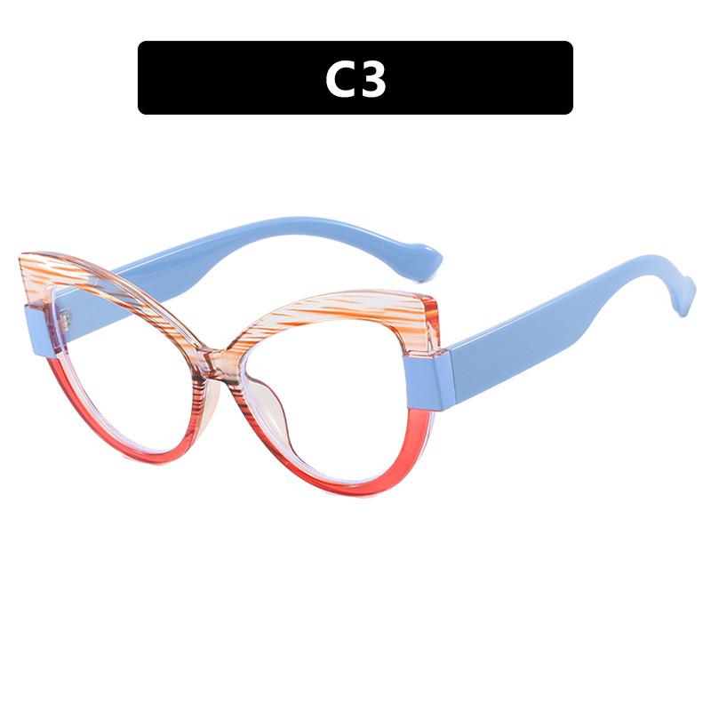 

Color-Block Cat-Eye Non-Prescription Glasses: Internet Celebrity Style, Anti-Blue Light, TR90 Frame, Convertible to Prescription Lenses
