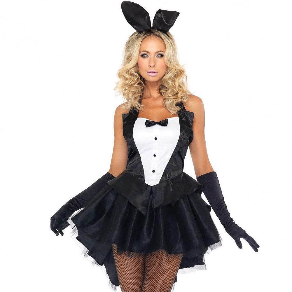Womens Sexy Bunny Rabbit Costume Cosplay Tuxedo Halloween Outfit Fancy Dress