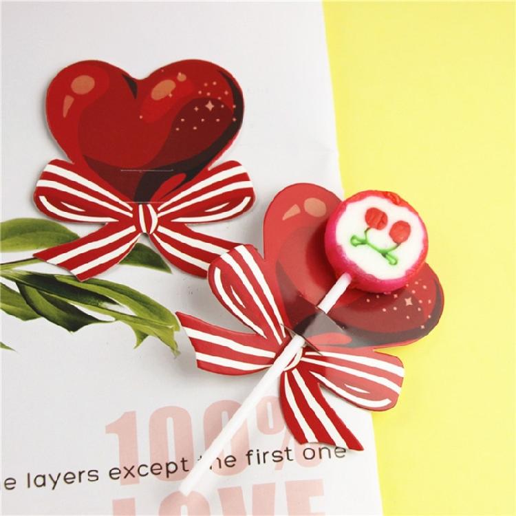 Heart Shaped Lollipop Paper Cards for Valentine Christmas Candy Gift Wrap