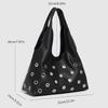 Rivet Underarm Bag, Commuter Large-capacity Shoulder Bag, Hollowed-out Handbag, Black Punk Style Women Shopper Totes Pu Leather