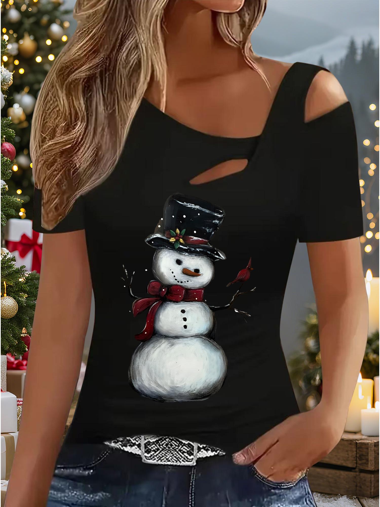 

Женский Новый Повседневный Топ Рождество Хэллоуин Рождественский Подарок Топы Рубашка Блузка S чёрный