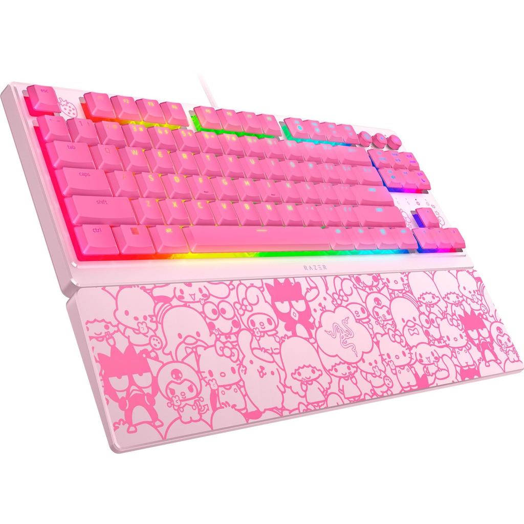 Razer Ornata V3 TKL Gaming Keyboard with Mechanism Membrane Backlit Media RGB and a Magnetic Wrist Rest Kitty Friends Low-Profile Keys, Switches,