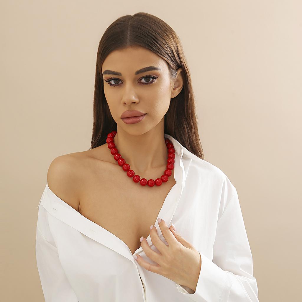 Gothic Acrylic Ball Bead Chain Necklace Women's Y2K Korean Clavicle Party Jewelry Accessories
