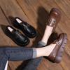 The First Layer of Cowhide Thick-soled Single Shoes for Women's 2025 Spring and Summer New Korean Version of One-pedal Loafers, Metal Buckle Small