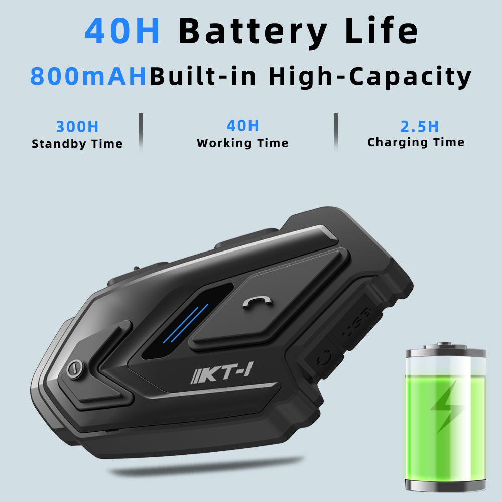 WAYXIN KT-1 Motorradhelm-Headset Bluetooth 5.0 Moto Freisprecheinrichtung Drahtloses Headset-Kommunikatorsystem Wasserdichtes Motorrad