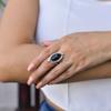 Natural Black Onyx Marquise Ring Silver Oxidized Handmade Ring Black Gemstone Ring Healing Long Huge Gemstone Ring Bohemian Jewelry Gift