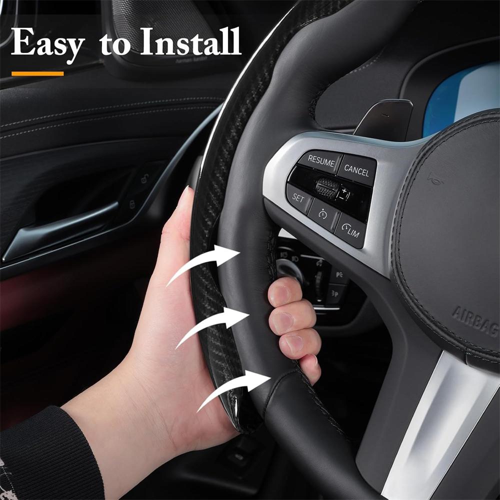 3pcs Carbon Fiber Steering Wheel Booster Cover Non-Slip Accessory For Toyota BMW