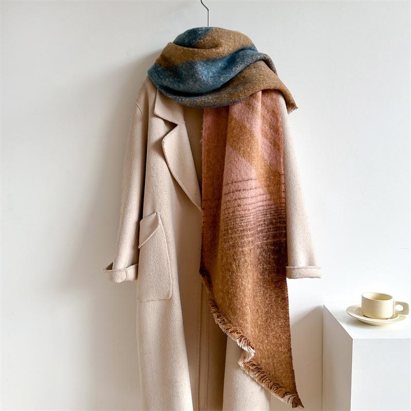 New Thickened and Elongated Winter Scarf Cashmere Feeling Shawl and Wraps Pashmina Neckerchief Bufanda Female Poncho 48Colors