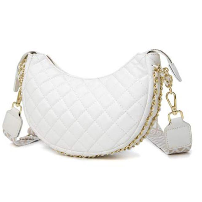 IELGY Ladies Wide Shoulder Strap Messenger Bag Diamond Embroidered Chain Shoulder Dumpling Bag