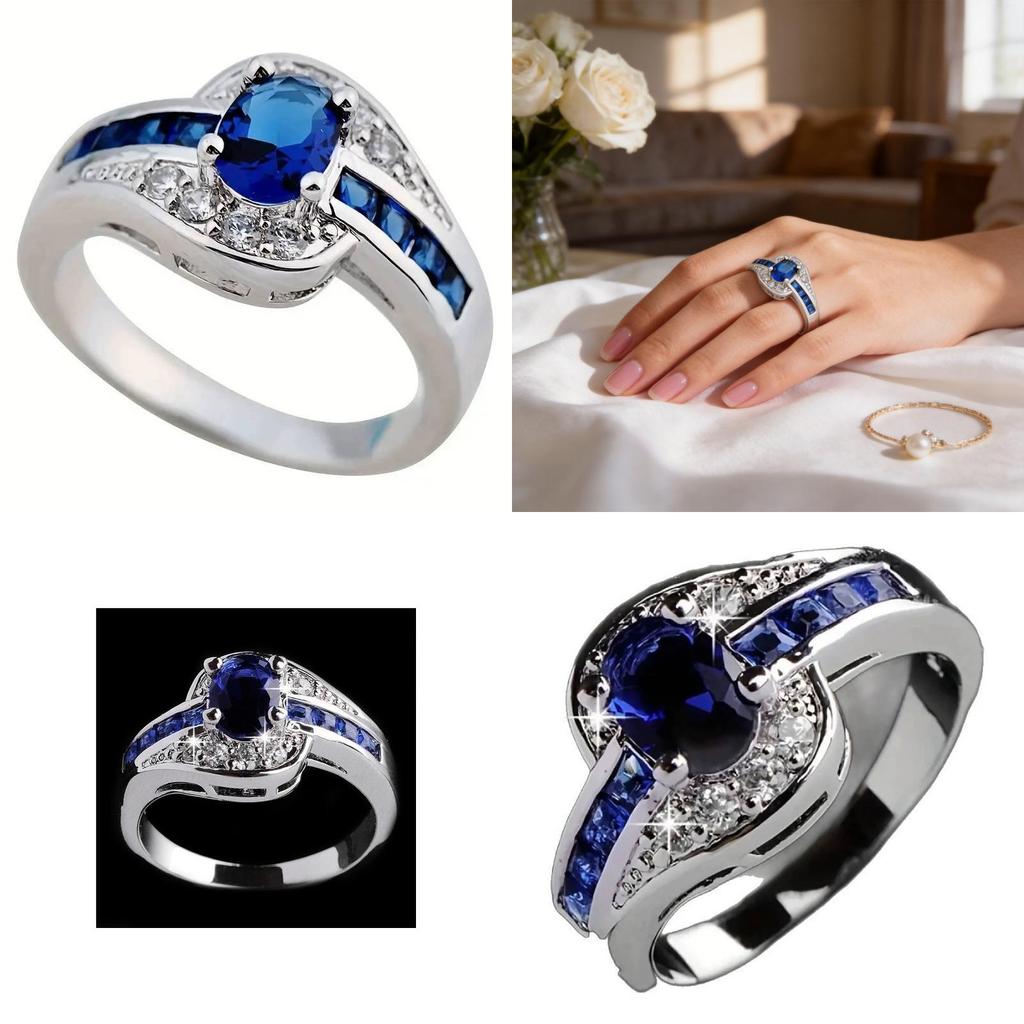 Elegant Silver Zircon Geometric Ring For Women With Spring Fashion Trend Accessory