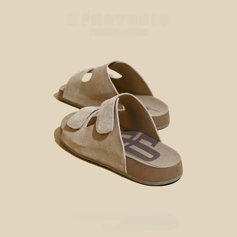 

Ретро кожаные шлепанцы на толстой подошве, женские летние новые, с круглым носком, на мягкой подошве, универсальные, для улицы, пляжные мопы 40