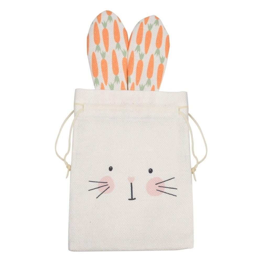 Easter Egg Pouch Cute Easter Bunny Ears Bags Burlap Carrot Rabbit Candy Bags Festival Drawstring Gift Bags Happy Easter Decor