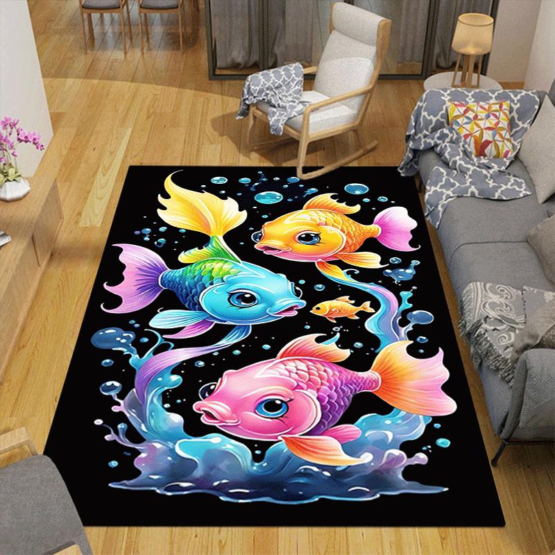 1pc Cute goldfish Design Area Rug - Soft, Anti-Slip, and Durable Gaming Room Decor for Bedroom