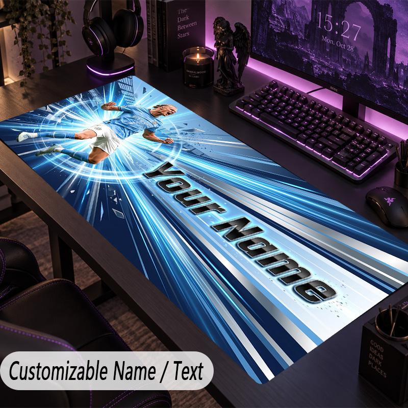 Large Mouse PadErling Haaland Custom Name Text Personalized Desk Mat Non Slip Gaming Pad