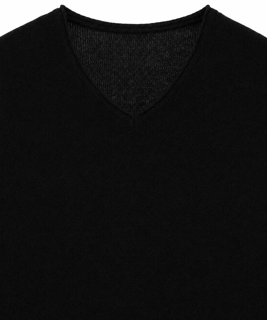 IL CORSO Lambswool Roll-Up V-Neck Knit Black