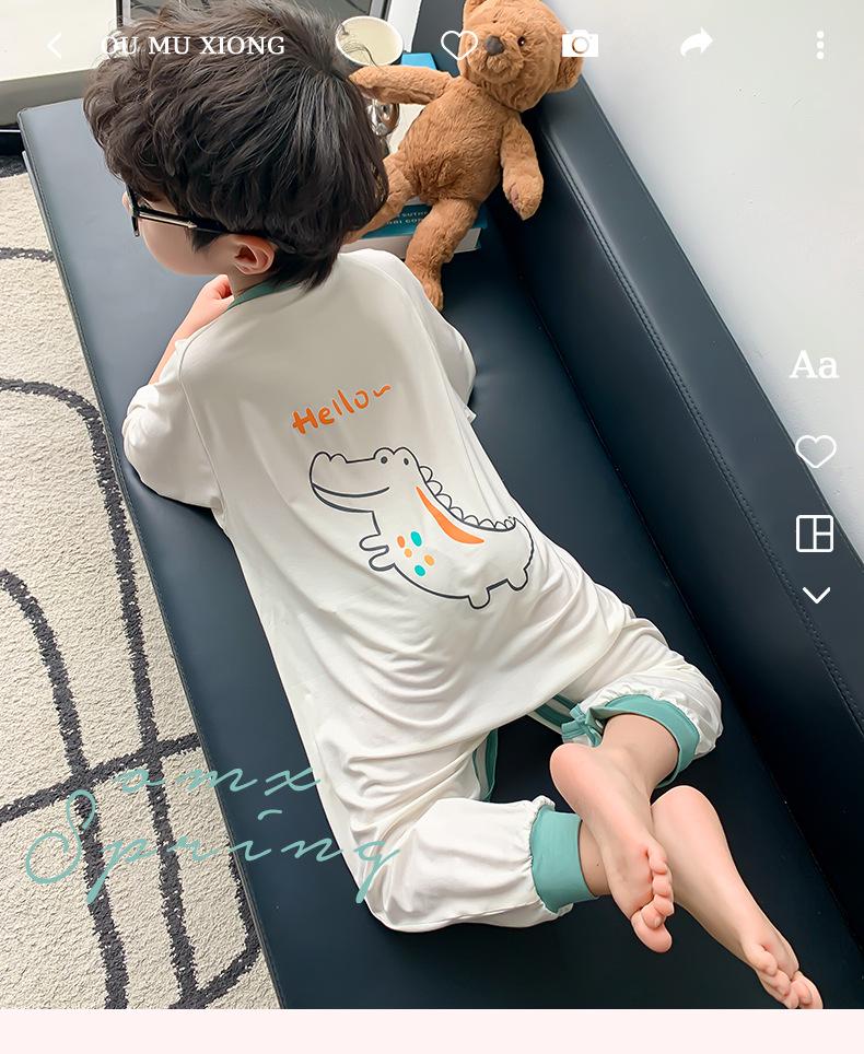 Boys' Spring & Autumn Modal Pajamas - Short-Sleeve Cartoon Sleep Bag for Baby Boys