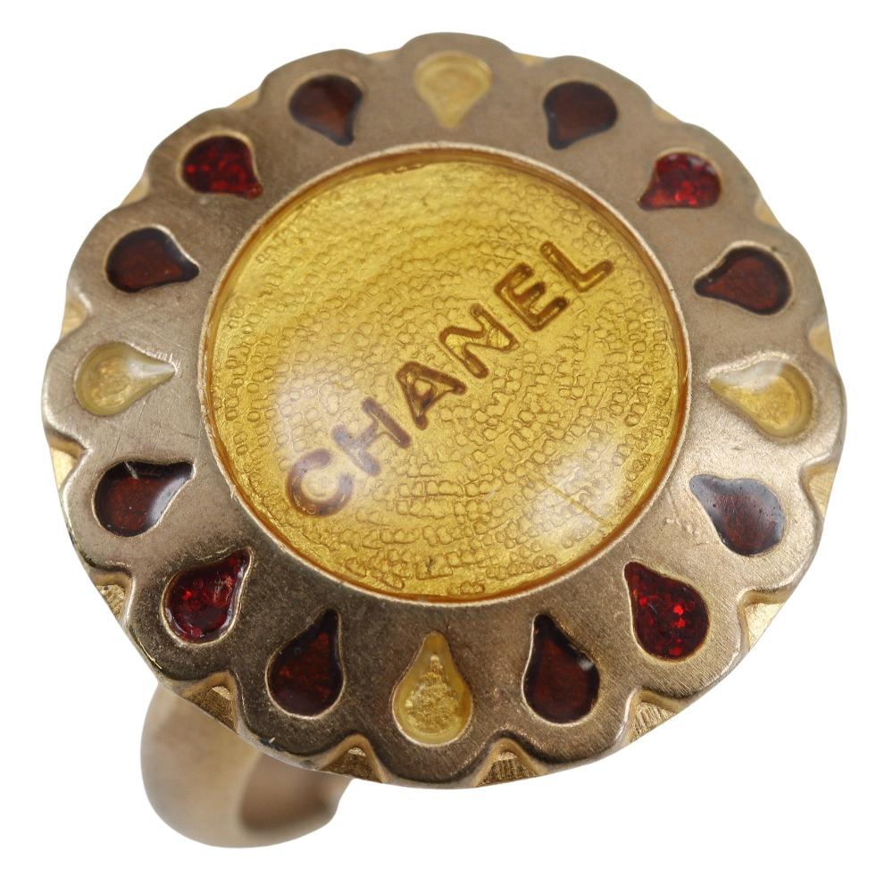 CHANEL Flower motif Ring Free size Plated Gold #6.6(US Size) flour 4.5g Women Used
