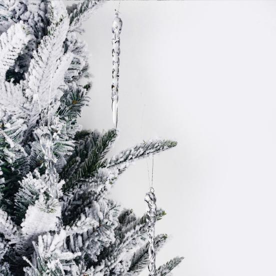 Yousheng 12 Pcs Acrylic Icicles Christmas Ornaments Clear Crystal Icicle Christmas Tree Hanging Decorations for Xmas New Year Holiday Wedding Winter