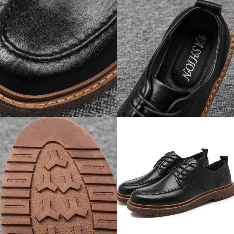 Pantofi Casual din Piele pentru Bărbați Mocasini Clasici Handmade pentru Bărbați Pantofi Oxford de Afaceri din Piele Naturală cu Șireturi