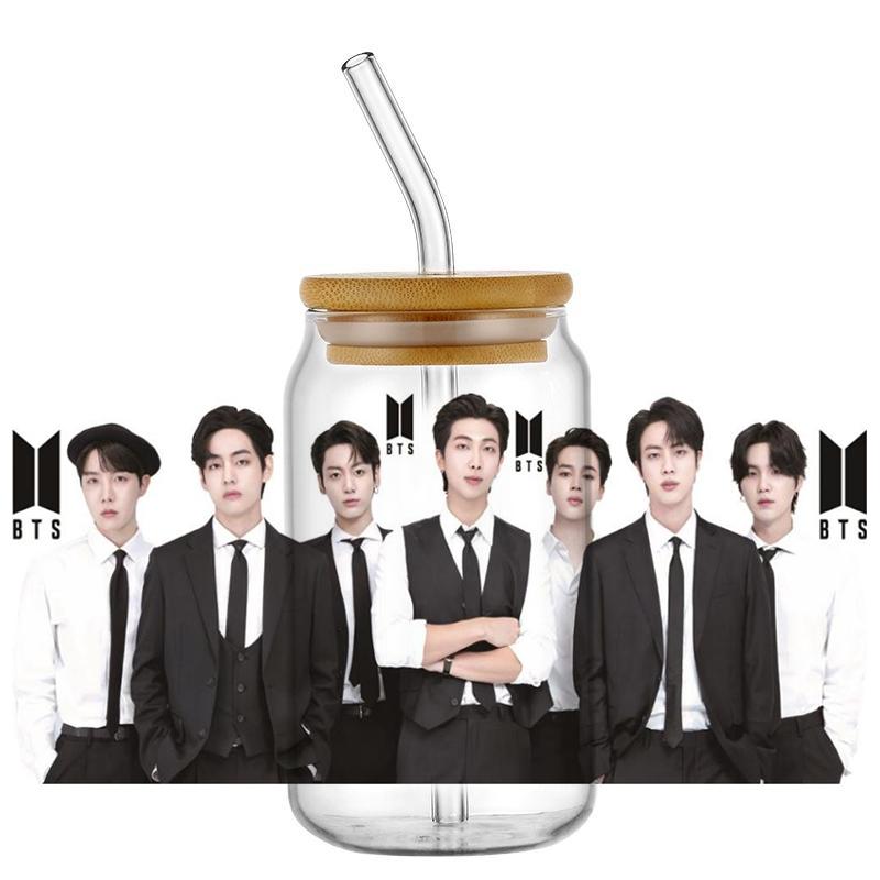 Popular Korean Oppa Groups Easy Peel Waterproof Party Diy Decals 3D Transfers Uvdtf Tumbler Stickers 16Oz Uv Dtf Cup Wraps