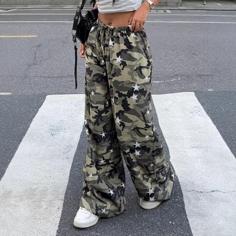 Women's Clothing European American New Camouflage Fashion Slim Low-waist Straight Leg Pants