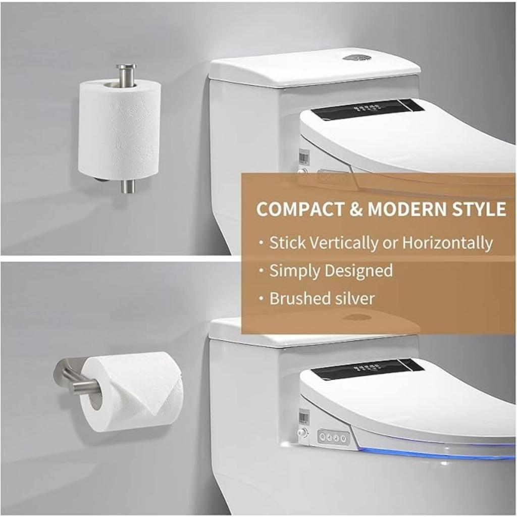 Adhesive Toilet Paper Holder,Matt Black,Wall Mount,Toilet Paper Roll Holder,no Drilling,Bathroom/Rv/Washroom, SUS 304 Stainless Steel, Rustproof