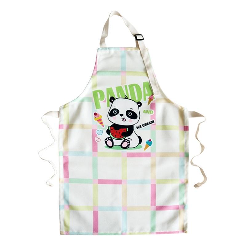 

Lovely Panda Children s Apron Soft Polyester Color Strips Aprons Waterproof and Oil Proof for Cooking, Painting, Crafts