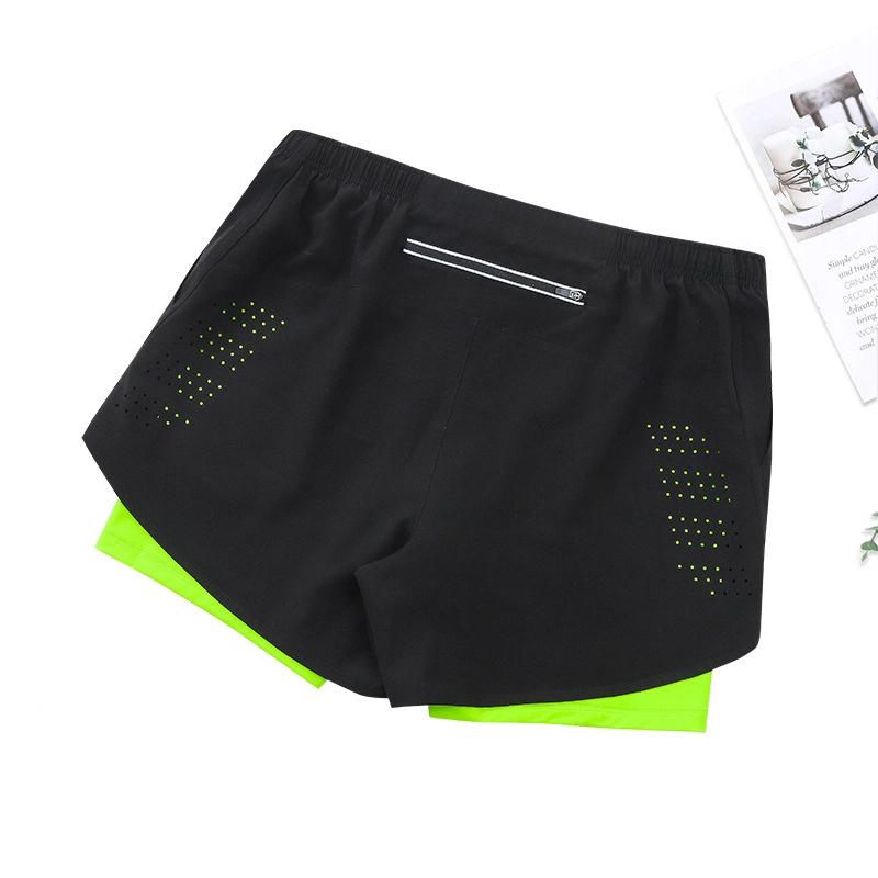 Herren Sommer Sportshorts Schnelltrocknend Atmungsaktiv Doppellagig Anti-Exposition Fake Zweiteilig Trainingsshorts Fitness Laufshorts