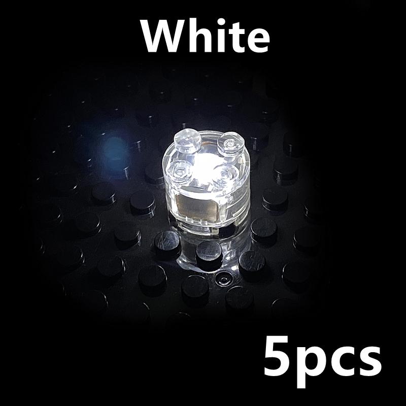 Non-Toxic 5Pcs 2X2 Dots Light Brick Luminescent Lamp Accessories Round Led Light Up Colorful Education Light-Emitting Building Blocks