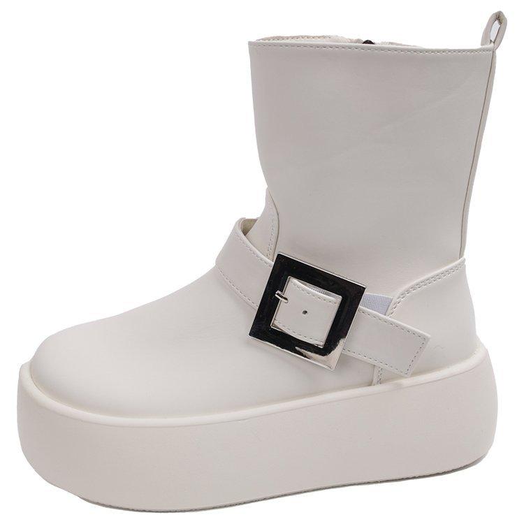 European elastic boots, thin boots, thick-soled Martin boots, women's 2025 new thick-heeled locomotive boots, short boots, Chelsea boots.