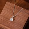 Weißer Chalcedon Anhänger Halskette - Damen Luxus Runde Schlüsselbeinkette
