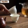 2pc/lot Ivory White Thin Bodied Teacup Retro Tea Bowl Sample Tea Cup Tea-tasting Fragrance Cup Chazhan Master Cups Teaset 30ml